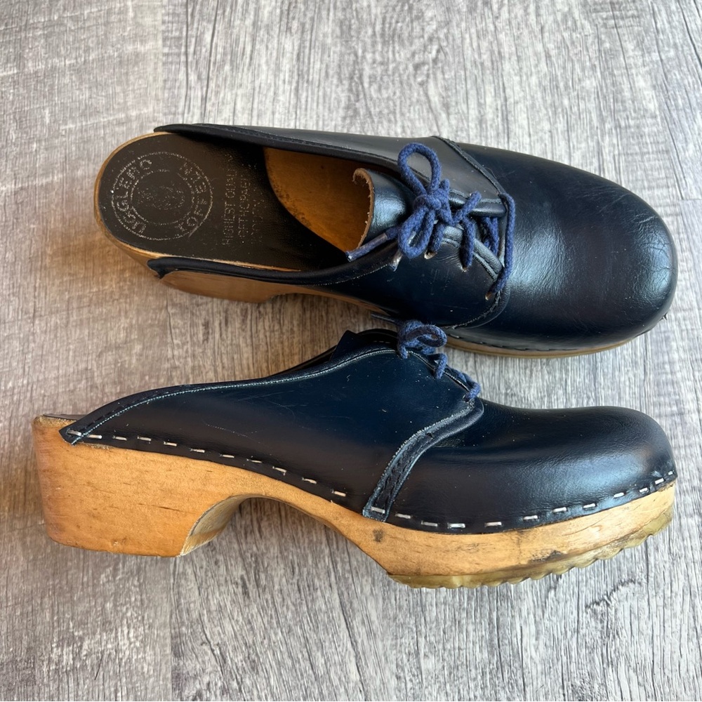 Ugglebo Toffeln Sweden Comfort Clogs Mens Size 37 Chef Work Wood Leather